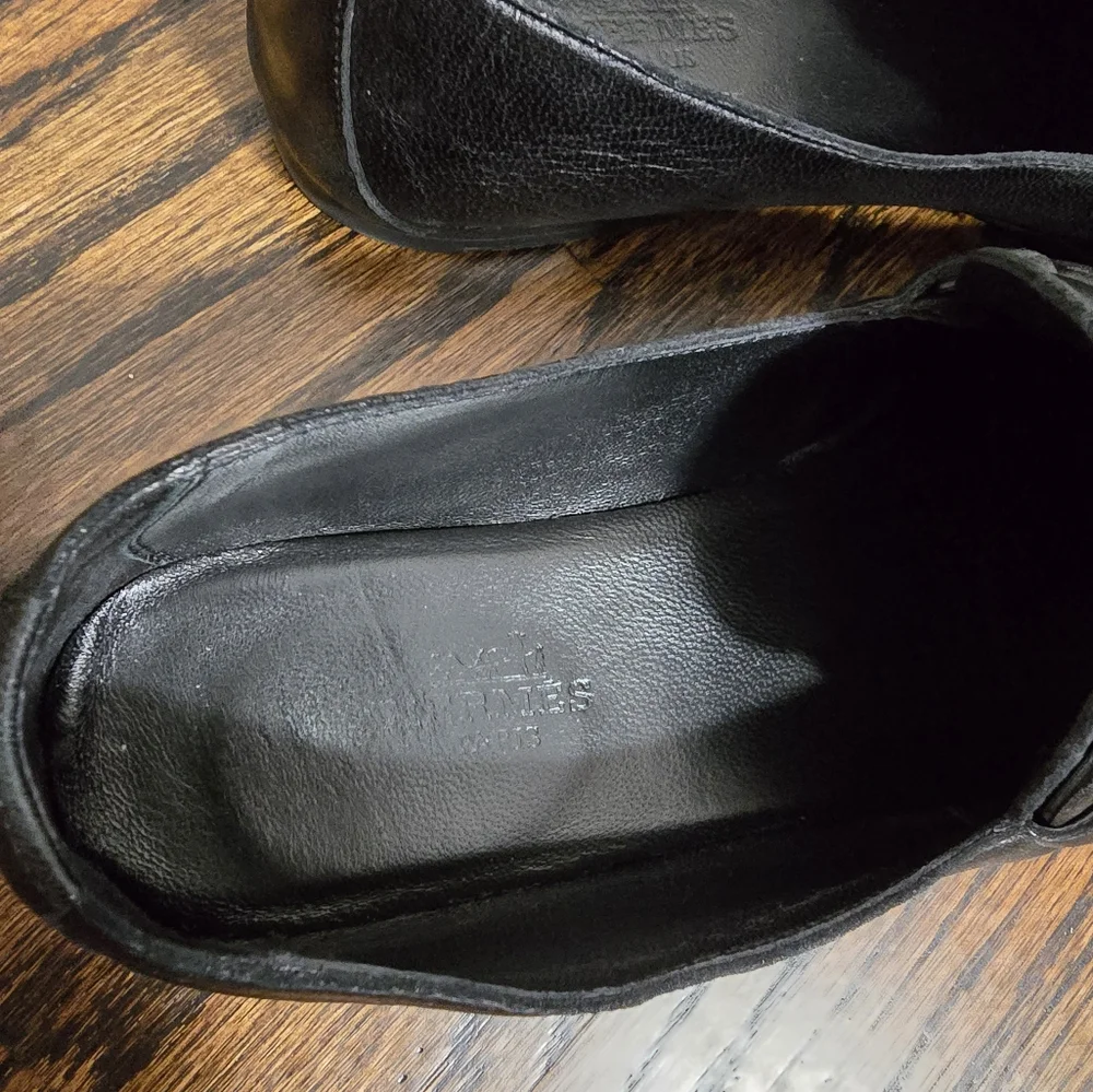 Hermes Honest Black Leather Loafers sz 37